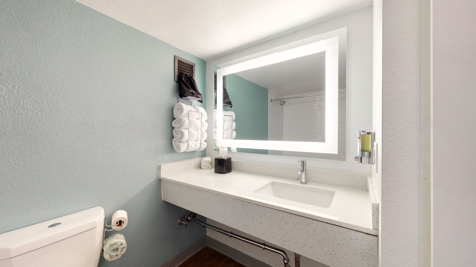 Lighted mirrors in guest bath